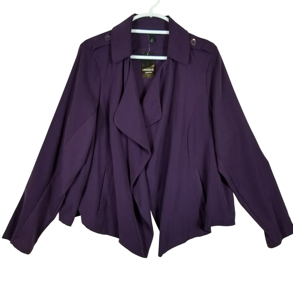 Torrid Purple Drape Front Twill Jacket Womens Plus Size 2X 11196631 NEW